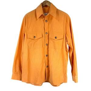 Nanushka Cale Cotton Button Up Orange Corduroy High Neck Shirt Men's Small NWT